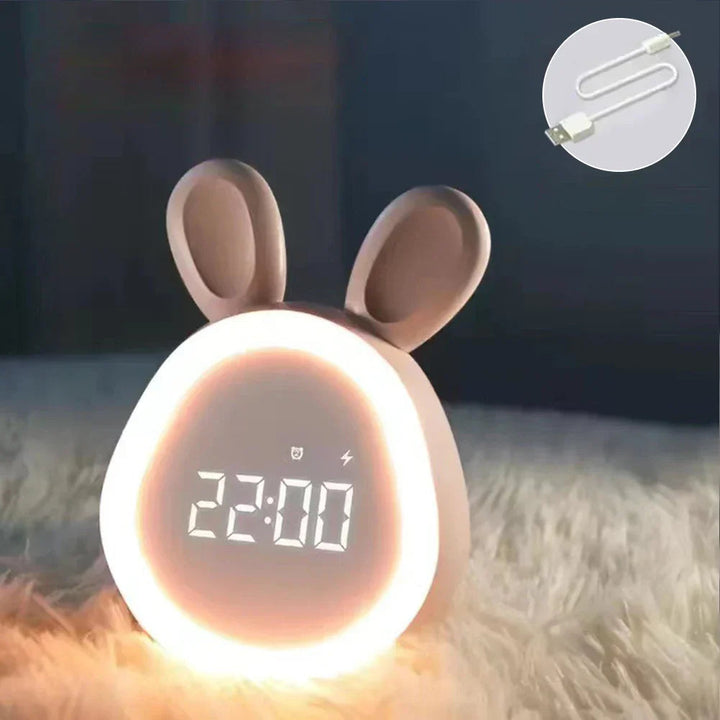 GlowBunny – Uroczy Budzik dla Dzieci z Nocną Lampką i Regulacją Jasności