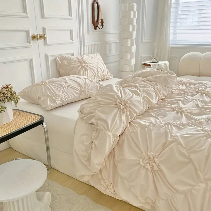 Zestaw pościeli z kocem z mikrofalą w plisowanym wzorze