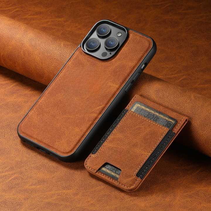 Skórzana Etui na Telefon z Miejscem na Karty i Stojakiem