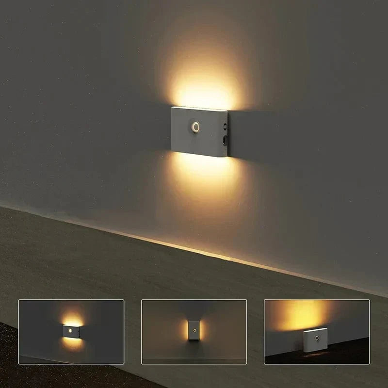 Bezprzewodowe lampki nocne LED z czujnikiem ruchu | Ładowanie USB | Miękkie ciepłe światło |