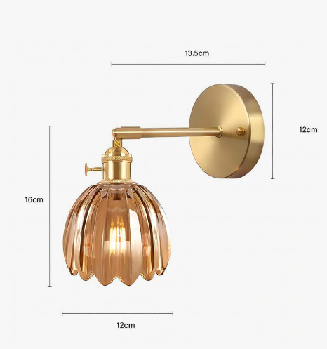 Retro – Lampa Ścienna Szklany Pąk Tulipana