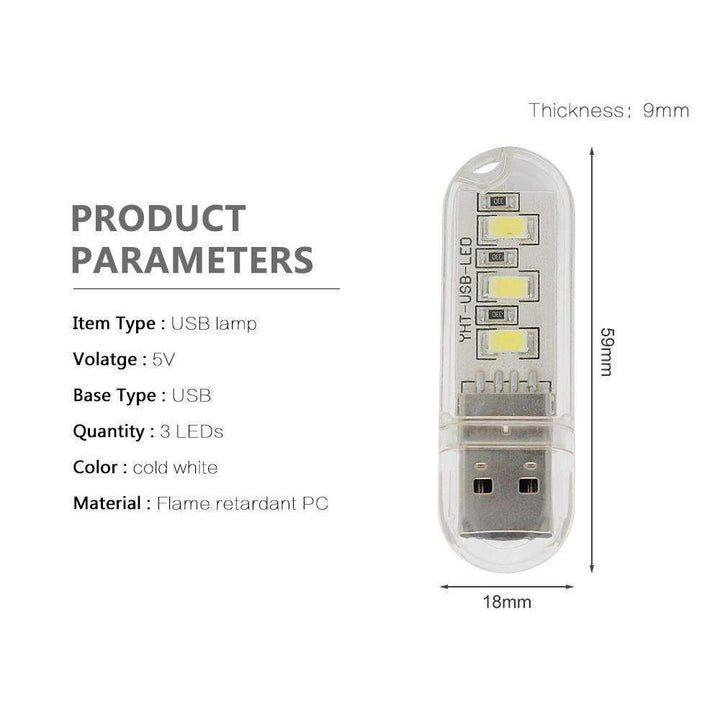 Mini USB LED Nocna Lampa - Zimna Biała Lampka