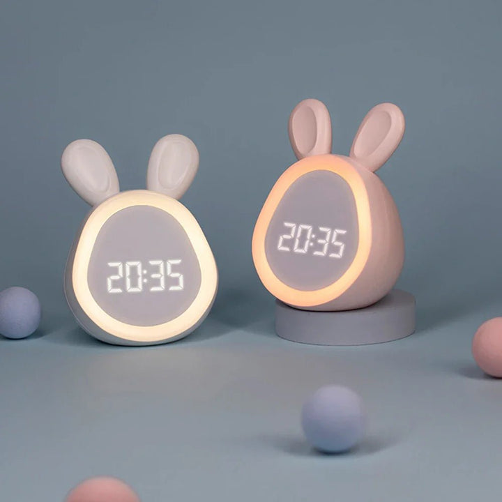 Zegar alarmowy dla dzieci w kształcie królika z LED-owym nocnym światłem - BunniGlow