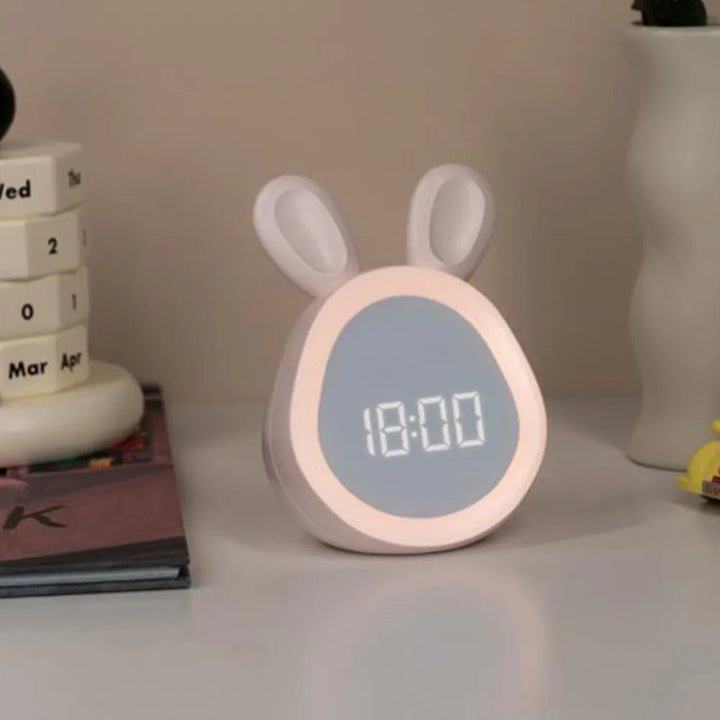 Zegar alarmowy dla dzieci w kształcie królika z LED-owym nocnym światłem - BunniGlow