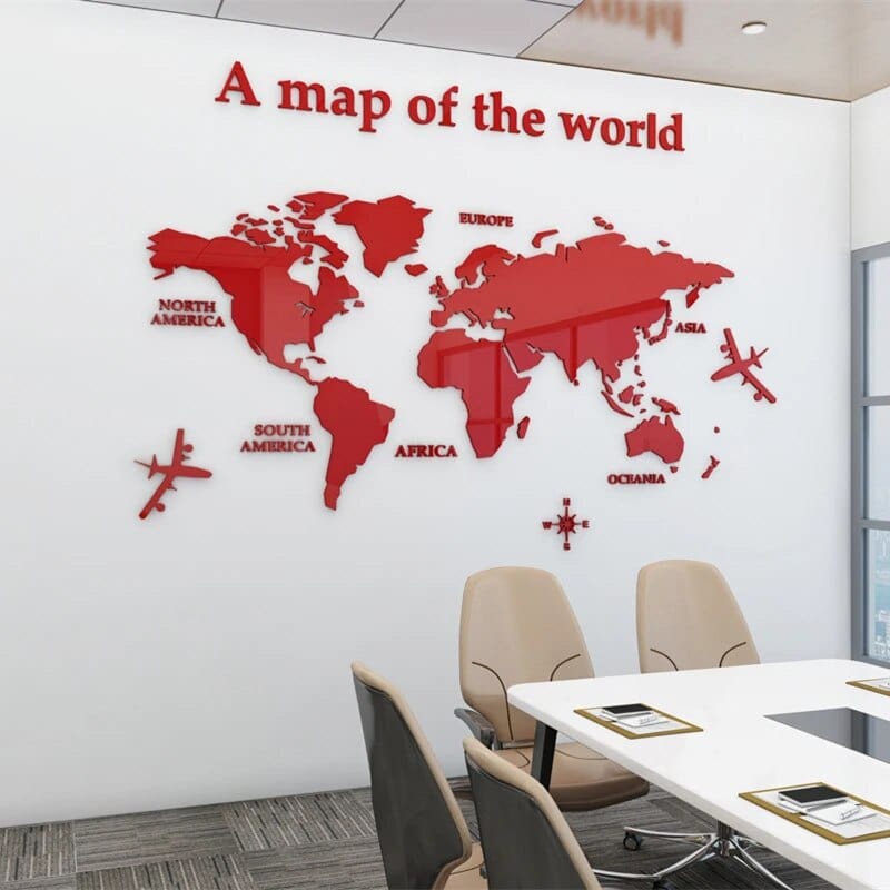 Naklejka na ścianę 3D Mapa Świata